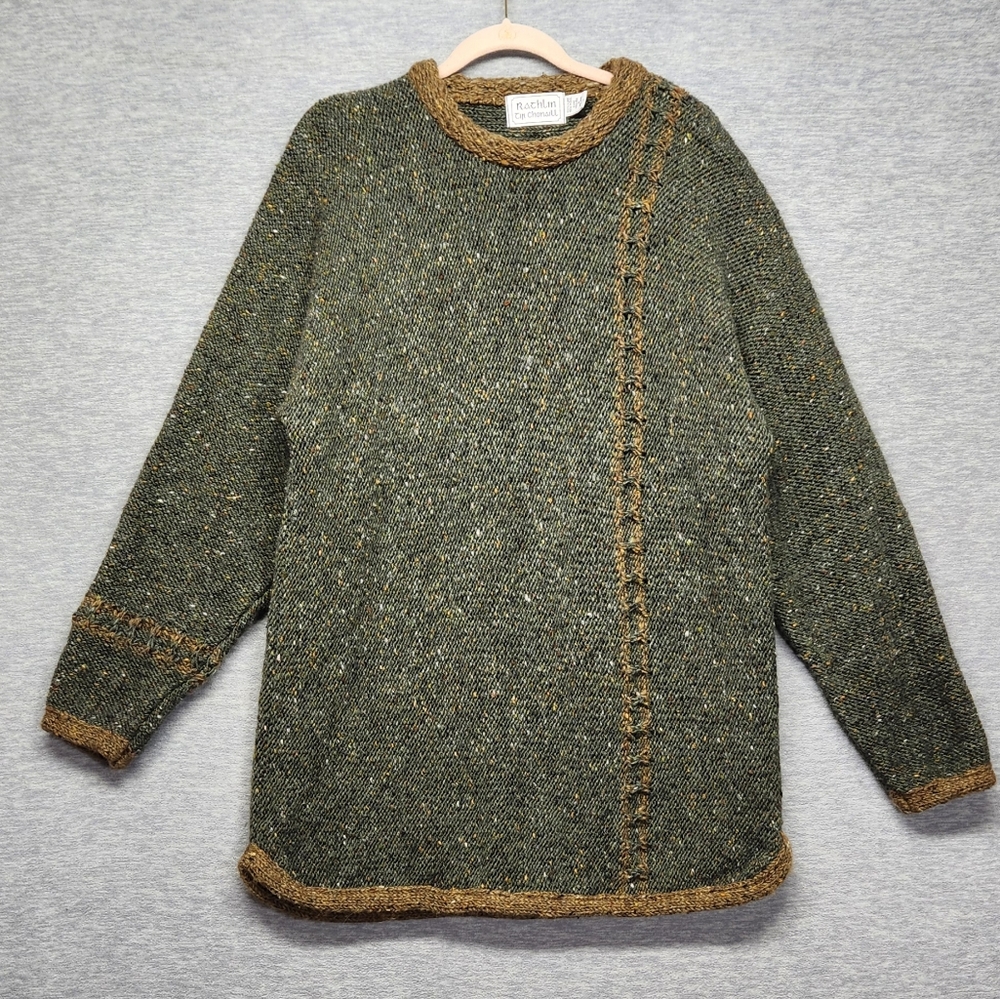 Vintage oversize 100% Wool Sweater Hand Loomed LG winter cottagecore boho hippie